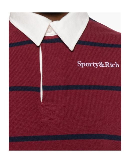 Sporty & Rich Red Striped Polo Shirt