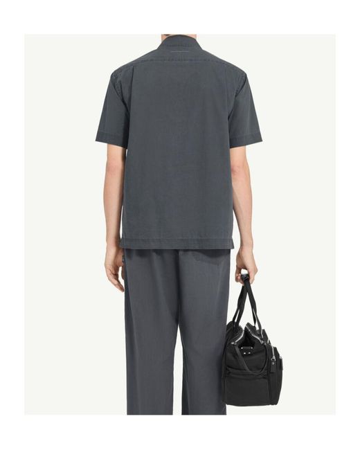 MM6 by Maison Margiela Gray Logo Embroidered Short Sleeved Shirt for men