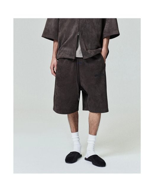 Fear Of God Brown Relaxed Suede-Effect Drawstring Shorts for men