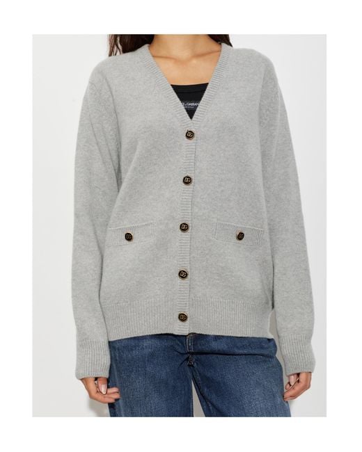 Dolce & Gabbana Gray Long-Sleeve Knit Top