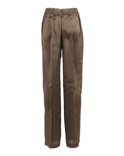 Aspesi Brown Elastic-Waistband Straight-Leg Pants