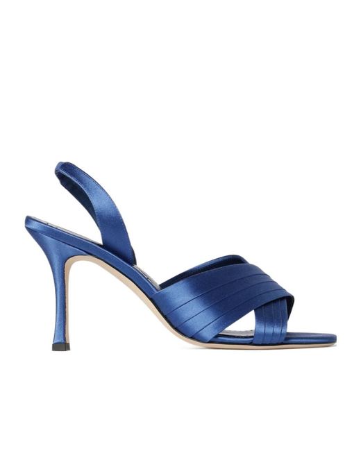 Manolo Blahnik Blue Round-Toe High-Heeled Sandals