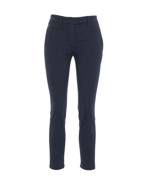 Dondup Blue Cropped Slim Fit Trousers