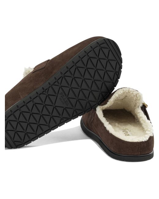 Prada Brown Buckle-Fastened Slippers