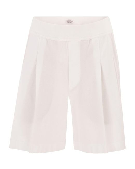 Brunello Cucinelli White Wrinkled Shorts
