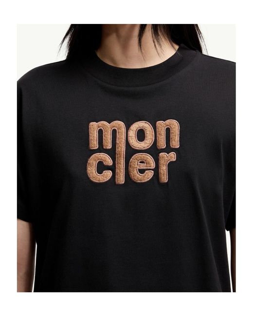 Moncler Black Logo Embroidered Crewneck T-Shirt