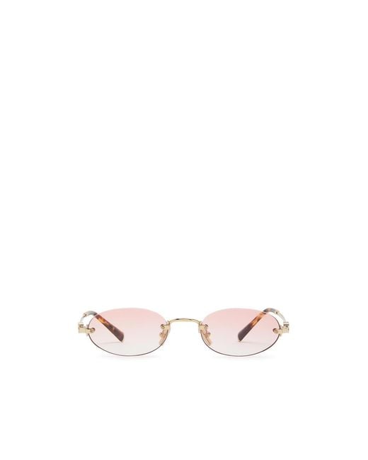 Miu Miu White Rimless Oval-Frame Sunglasses