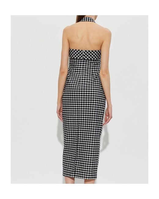 Posse Blue Chiara Halter Gingham Midi Dress