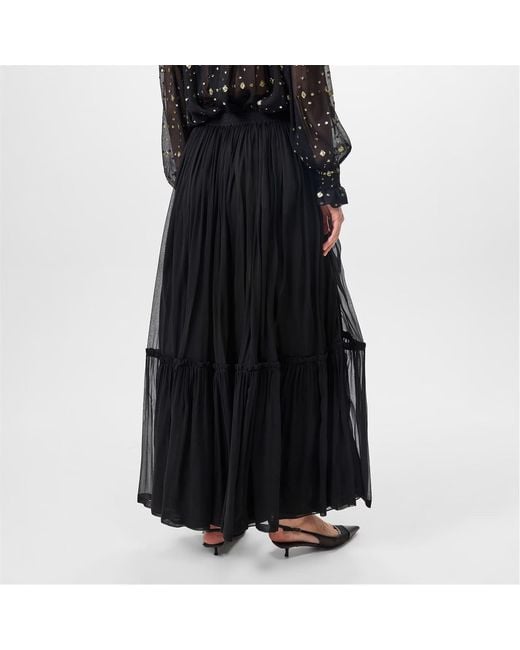 Saint Laurent Black Tulle A-Line Skirt