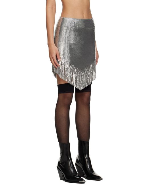Rabanne Gray Buttoned Fringed Miniskirt