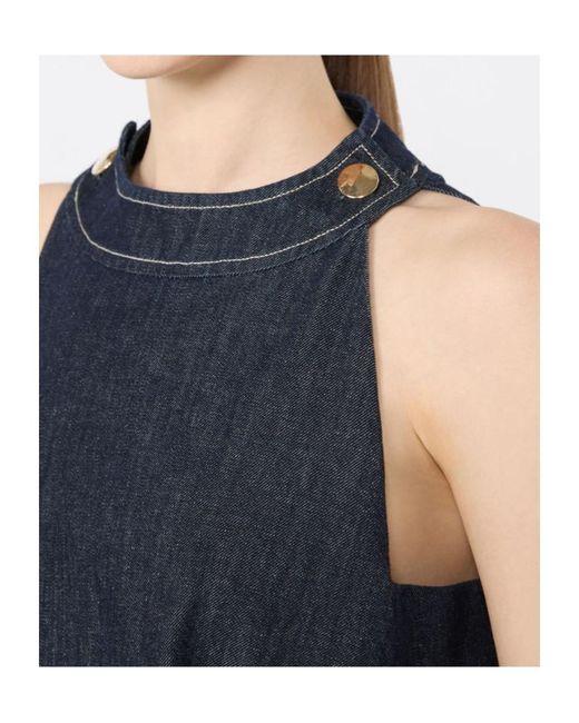 Max Mara Blue Short Sleeveless Cotton Denim Dress