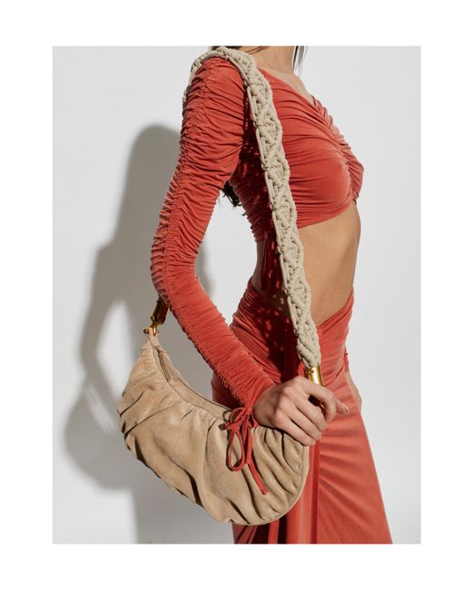 Balmain White Ebane Ruched Shoulder Bag
