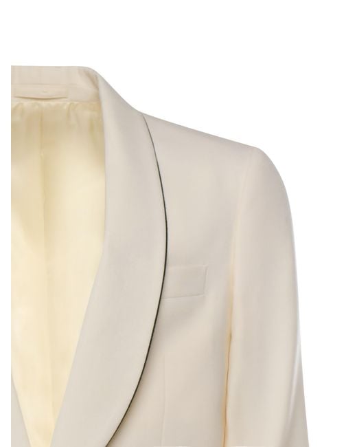 Lardini White Contrast Trim Single-Breasted Blazer for men