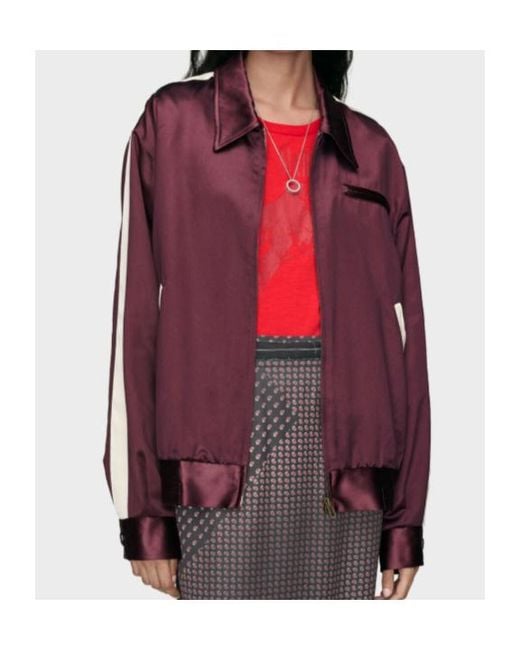 Maison Margiela Purple Contrast-Stripe Satin Jacket