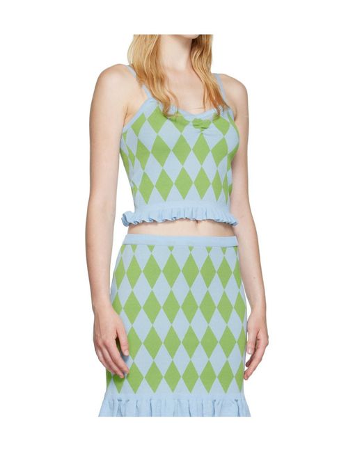 Pushbutton Green Diamond Pattern Vest