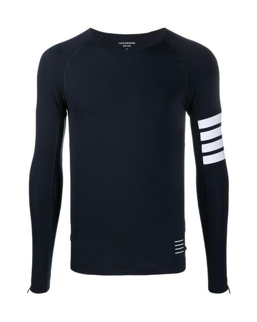 Thom Browne Blue Interlock 4-Bar Stripe Crewneck T-Shirt for men