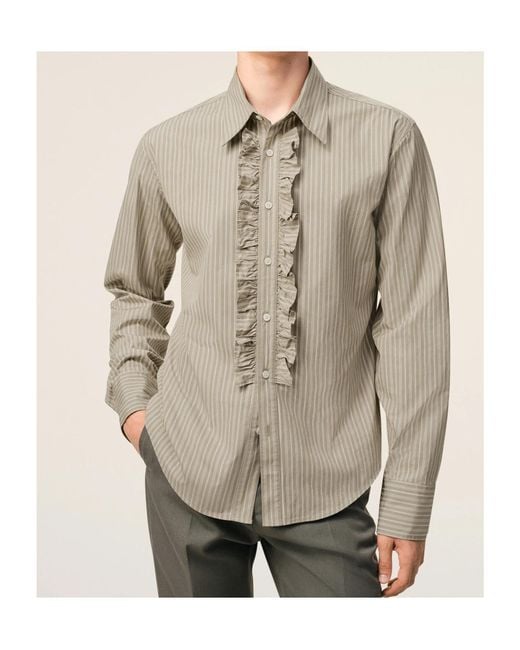 AMI Natural Ami Jabot Fitted Long Sleeved Shirt for men