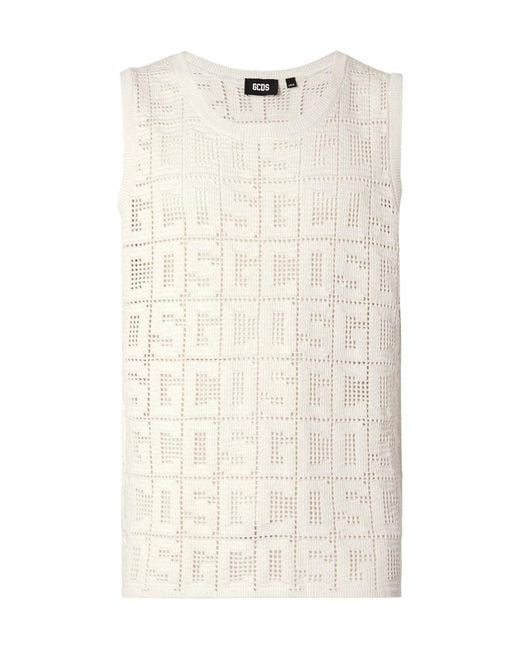 Gcds Natural Monogram Macramé Crewneck Tank Top for men