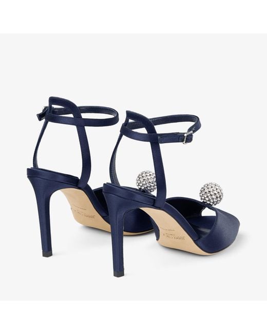 Jimmy Choo Blue Round-Toe High-Heeled Sandals