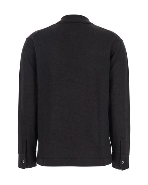 P.A.R.O.S.H. Black Long-Sleeve Polo Top