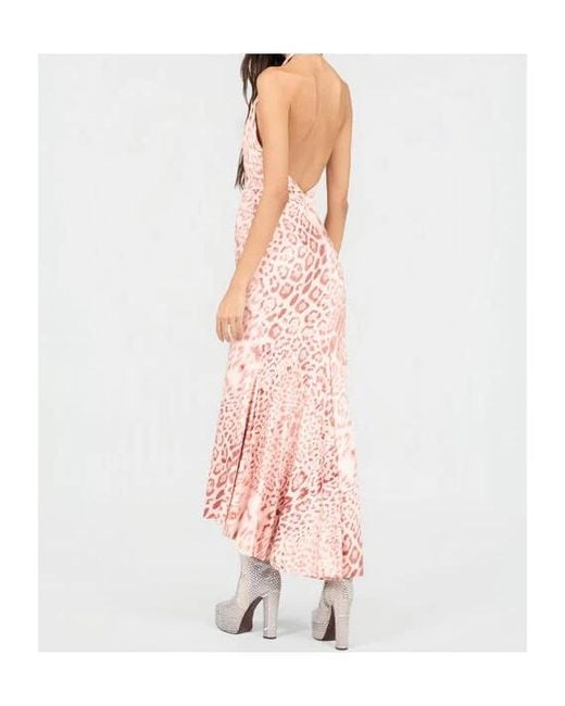 Roberto Cavalli Pink Jaguar Print Midi Dress
