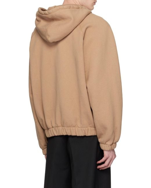 M I S B H V Natural Logo-Printed Zip-Up Hoodie for men