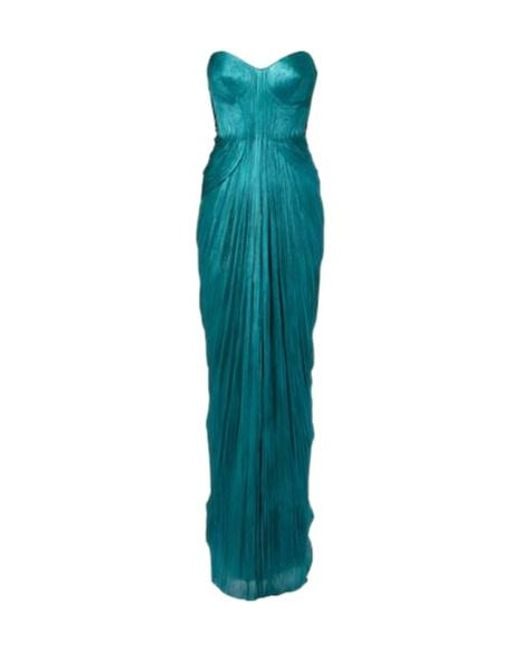 Maria Lucia Hohan Green Caly Silk Mousseline Bustier Gown
