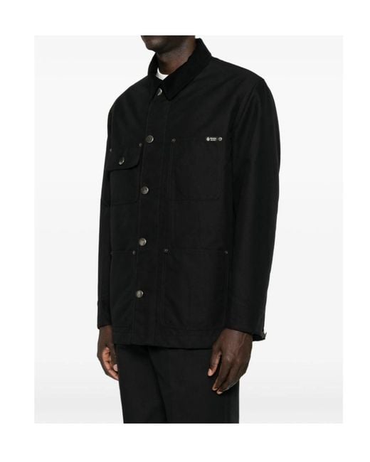 Prada Black Corduroy-Collar Logo-Patch Jacket for men