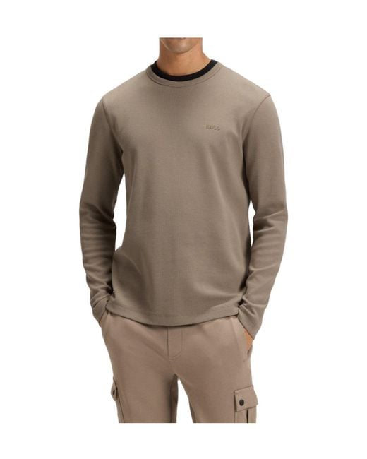 Boss Brown Crewneck Longsleeve Tshirt for men