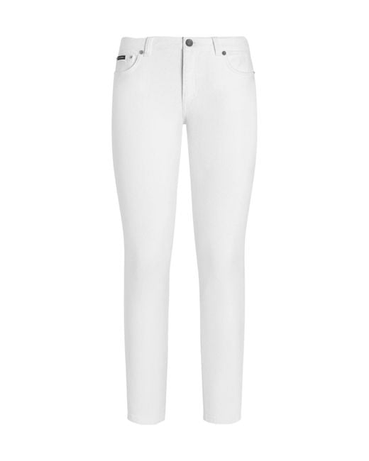 Dolce & Gabbana White Five-Pocket Skinny Jeans