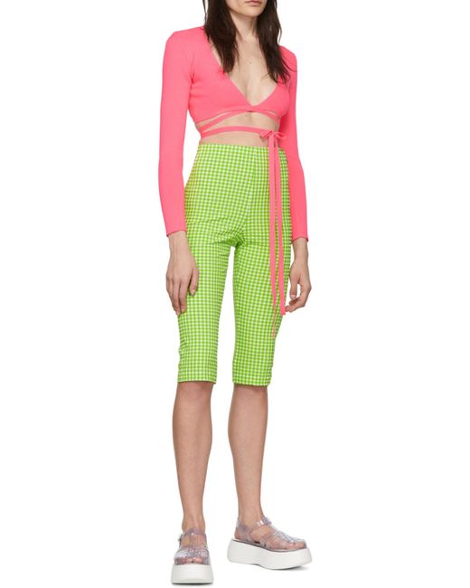 MSGM Pink V-Neck Cropped Top