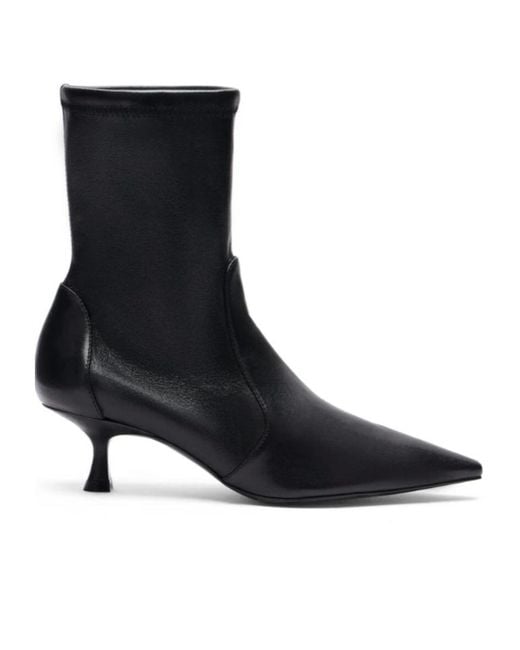 Stuart Weitzman Black Stretch Nappa Pointed-Toe Ankle Booties
