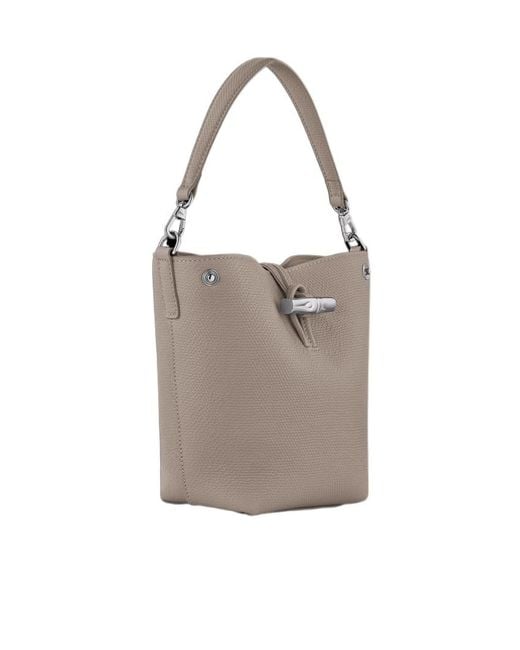 Longchamp Gray Le Roseau Essential Xs Bucket Bag