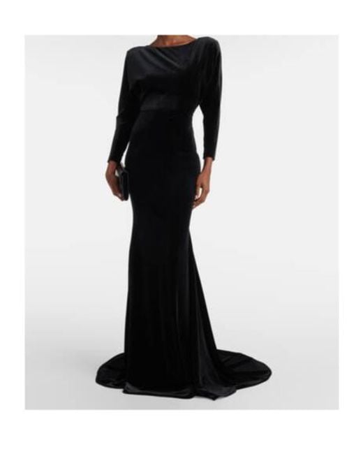 Alex Perry Black Open-Back Velvet Gown