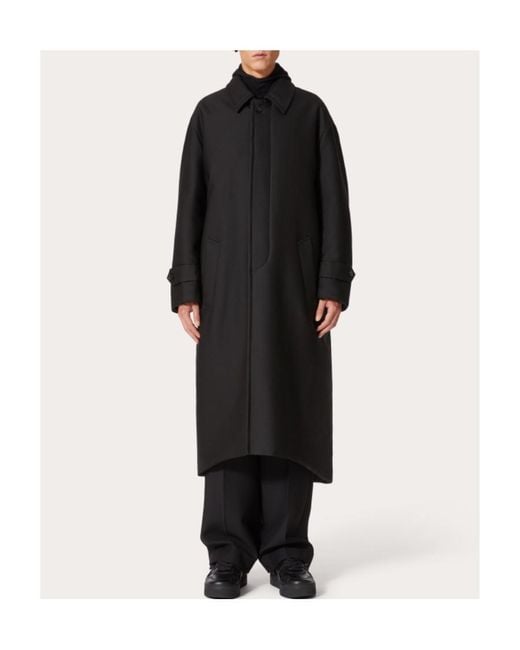 Valentino Black Button Detailed Long-Sleeved Reversible Coat for men