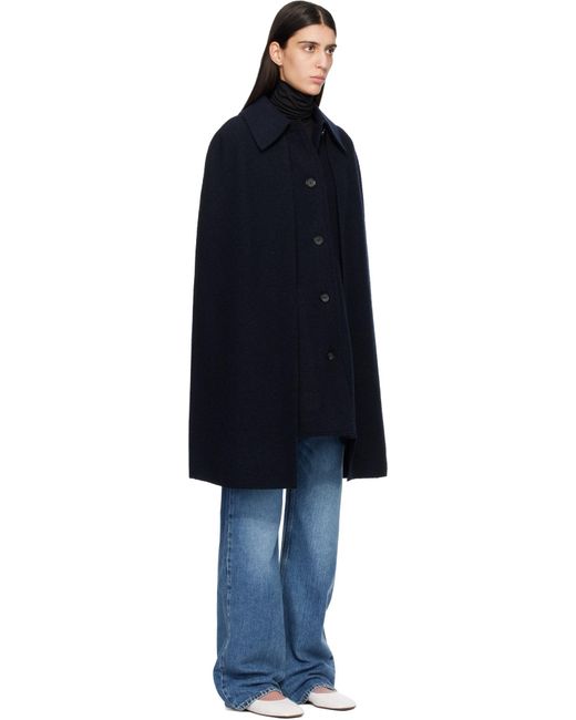 Totême Blue Buttoned Cape Coat