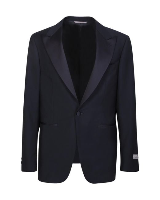 Canali Blue Single-Breasted Two-Piece Suit for men