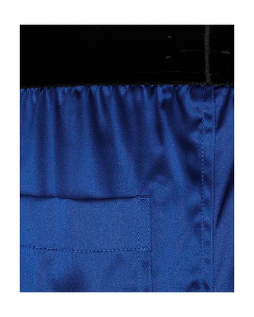 Tom Ford Blue Logo Waistband Satin Pajama Trousers for men