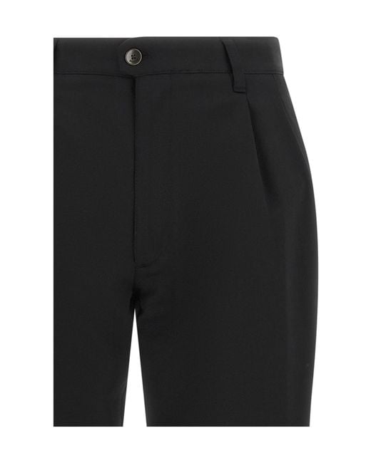 Incotex Black Pleated Tailored Pants for men