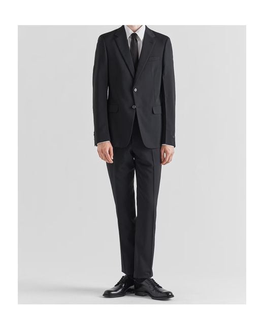 Prada Black Single-Breasted Wool And Mohair Suit for men