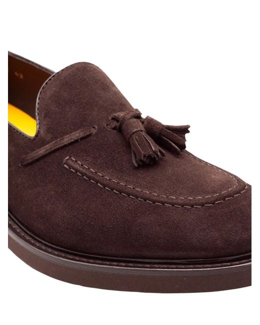 Doucal's Brown Tassel Moccasins for men