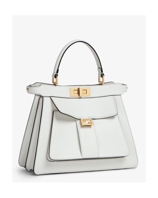 Fendi White Peekaboo Tote Bag