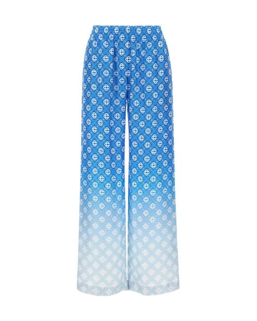 Casablanca Blue Gradient Monogram Wide-Leg Pants