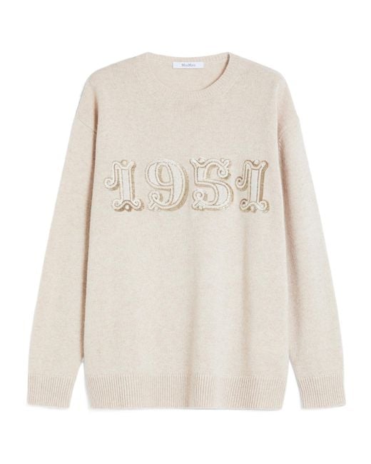 Max Mara White Plata Logo Embellished Crewneck Jumper