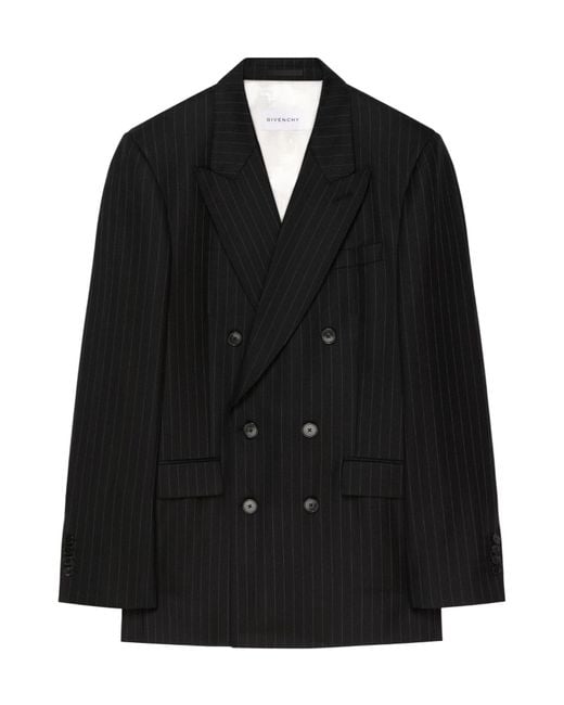 Givenchy Black Striped Double Breasted Jacket for men