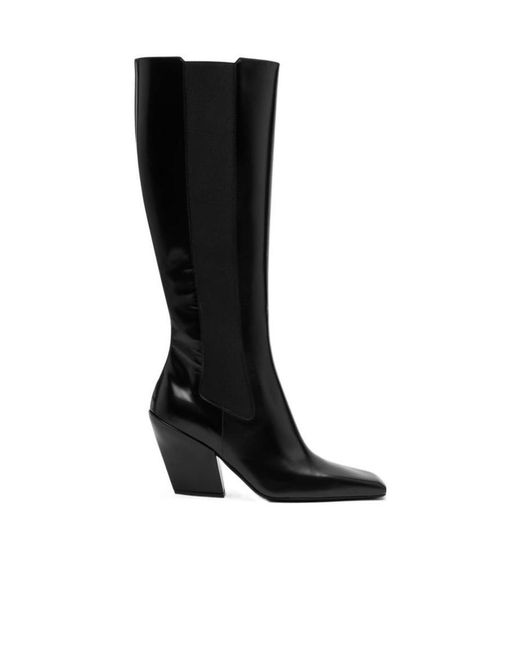 Prada Black Heeled Square Toe Boots