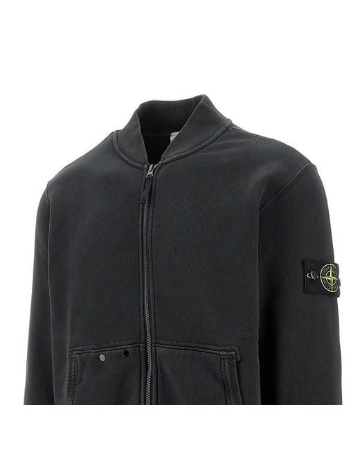 Stone Island Black Logo Patch Zip-Up Jacket for men