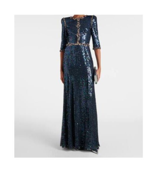 Jenny Packham Blue Pretty Thing Embellished Sequined Gown