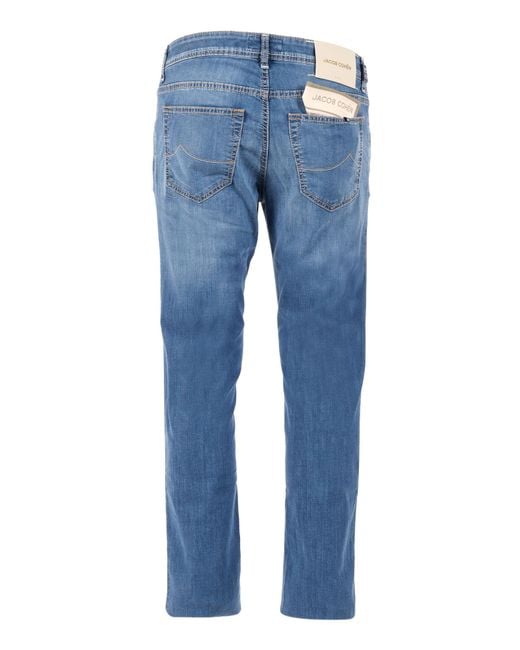 Jacob Cohen Blue Logo Detailed Slim Fit Jeans for men