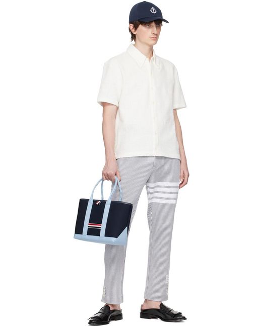 Thom Browne White Tweed Short-Sleeve Polo Shirt for men
